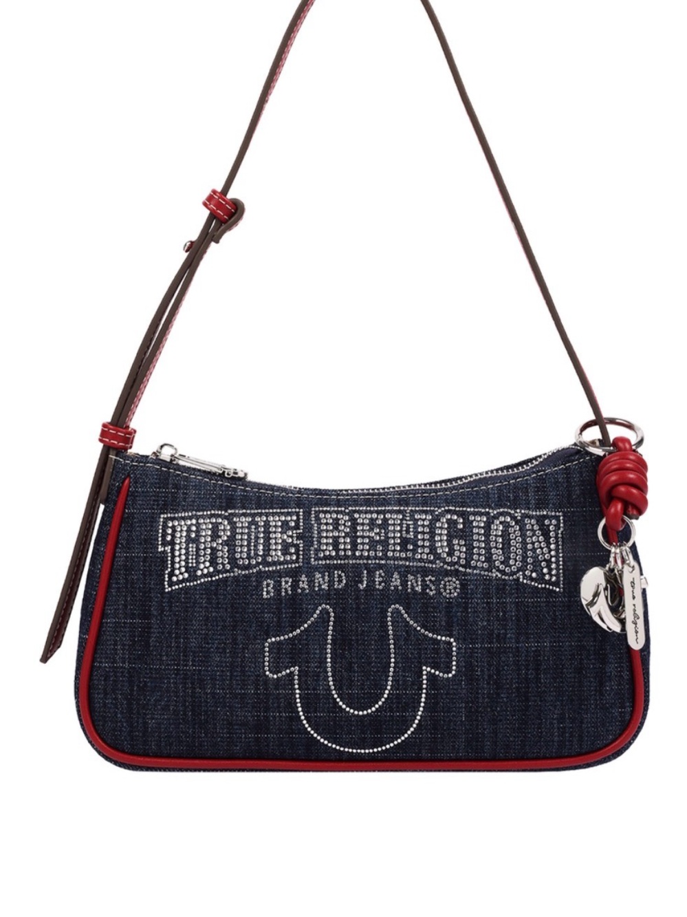 True Religion Denim Rhinestone Horseshoe Shoulder Bag Y2K